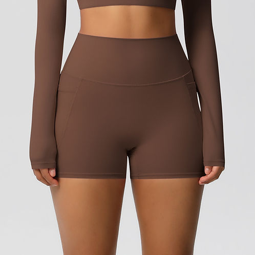 Pocket High Waist Tight High Elastic Yoga Shorts