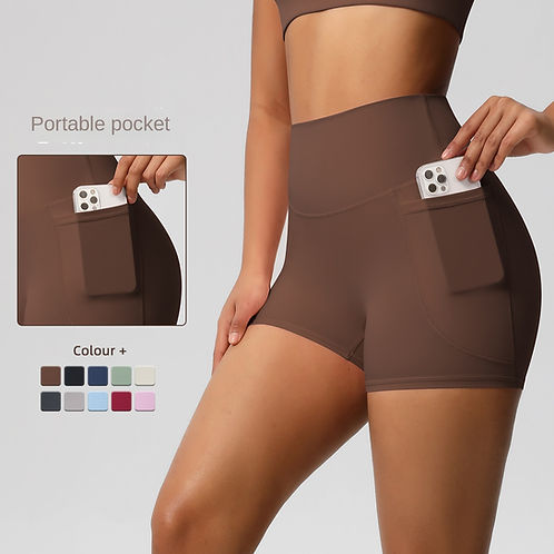 Pocket High Waist Tight High Elastic Yoga Shorts